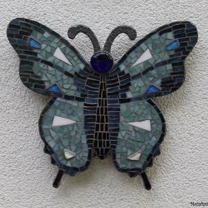 Kék pillangó - üvegmozaik falidísz, Otthon & Lakás, Dekoráció, Fali és függő dekoráció, Falra akasztható dekor, Mozaik, Mindenmás, MESKA