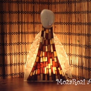 Angyal - üvegmozaik mécsestartó - karácsony - karácsonyi lakásdekoráció - karácsonyi illatgyertya, mécses - Meska.hu