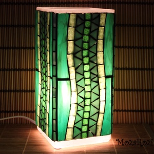 Üvegmozaik lámpa - zöld szögletes, Otthon & Lakás, Lámpa, Hangulatlámpa, Mozaik, Mindenmás, Meska