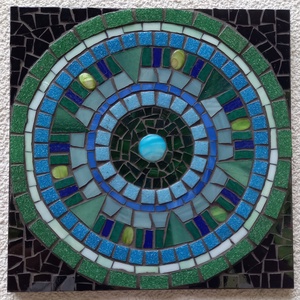 Zöld mandala - üvegmozaik falikép - Meska.hu