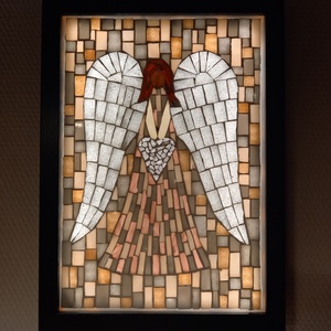 A szeretet angyala - üvegmozaik falikép világítással, Otthon & Lakás, Dekoráció, Kép & Falikép, Mozaik kép, Mozaik, Üvegművészet, Meska