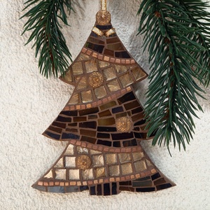 Barna-arany karácsonyfa - üvegmozaik dísz, Otthon & Életmód, Dekoráció, Kép & Falikép, Mozaik kép, Mozaik, Mindenmás, MESKA