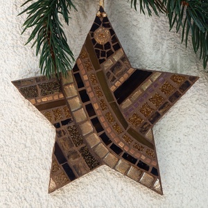 Barna-arany csillag - üvegmozaik dísz, Otthon & Életmód, Dekoráció, Fali és függő dekoráció, Falra akasztható dekor, Mozaik, Mindenmás, MESKA