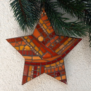 Piros csillag - üvegmozaik dísz, Otthon & Életmód, Dekoráció, Fali és függő dekoráció, Falra akasztható dekor, Mozaik, Mindenmás, MESKA