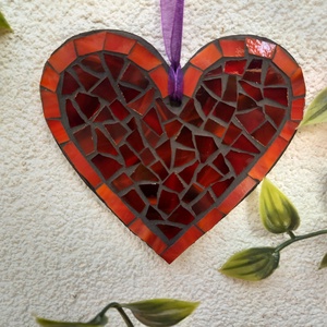 Szív - üvegmozaik falidísz, Otthon & Lakás, Dekoráció, Dísztárgy, Mozaik, Mindenmás, Meska