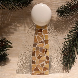 Angyal - üvegmozaik mécsestartó - karácsony - karácsonyi lakásdekoráció - karácsonyi illatgyertya, mécses - Meska.hu