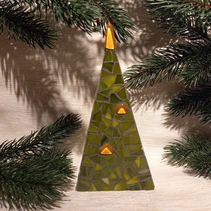 Karácsonyfa - üvegmozaik mécsestartó - karácsony - karácsonyi lakásdekoráció - karácsonyi illatgyertya, mécses - Meska.hu