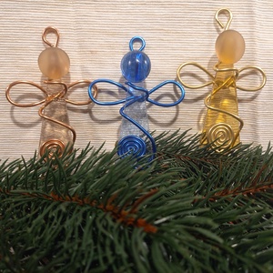 Üvegangyal szett 3 db-os - karácsony - karácsonyi lakásdekoráció - karácsonyfadíszek - Meska.hu