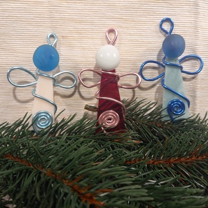 Üvegangyal szett 3 db-os - karácsony - karácsonyi lakásdekoráció - karácsonyfadíszek - Meska.hu