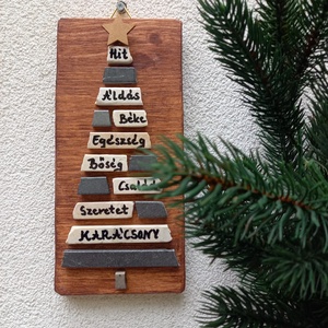 Jókívánság karácsonyfa natúr - kavicskép, Otthon & Életmód, Dekoráció, Kép & Falikép, Mozaik kép, Mindenmás, Mozaik, MESKA