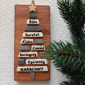 Jókívánság karácsonyfa natúr - kavicskép, Otthon & Életmód, Dekoráció, Kép & Falikép, Mozaik kép, Mindenmás, Mozaik, MESKA