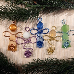 Üvegangyal szett 5 db-os, Karácsony, Karácsonyi lakásdekoráció, Karácsonyfadíszek, Mindenmás, Üvegművészet, MESKA