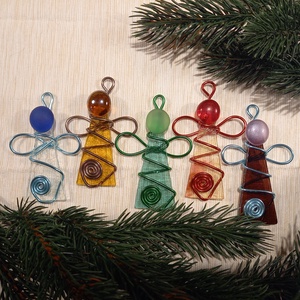 Üvegangyal szett 5 db-os, Karácsony, Karácsonyi lakásdekoráció, Karácsonyfadíszek, Mindenmás, Üvegművészet, MESKA