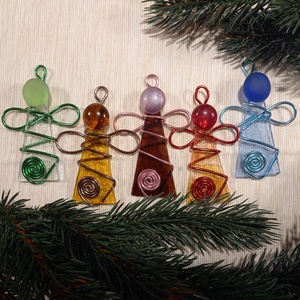 Üvegangyal szett 5 db-os, Karácsony, Karácsonyi lakásdekoráció, Karácsonyfadíszek, Mindenmás, Üvegművészet, MESKA