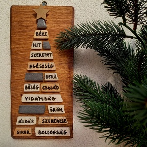 Jókívánság karácsonyfa natúr - kavicskép, Otthon & Életmód, Dekoráció, Kép & Falikép, Mozaik kép, Mindenmás, Mozaik, MESKA