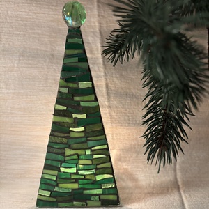 Karácsonyfa - üvegmozaik mécsestartó - karácsony - karácsonyi lakásdekoráció - karácsonyi illatgyertya, mécses - Meska.hu