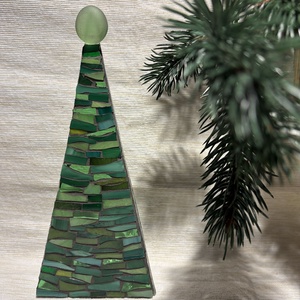 Karácsonyfa - üvegmozaik mécsestartó - karácsony - karácsonyi lakásdekoráció - karácsonyi illatgyertya, mécses - Meska.hu