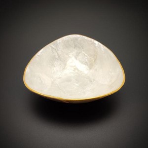 Tál kagyló háromszög arany szélű 10cm, Otthon & Életmód, Dekoráció, Asztal és polc dekoráció, Dekorációs tál, tartó, , MESKA