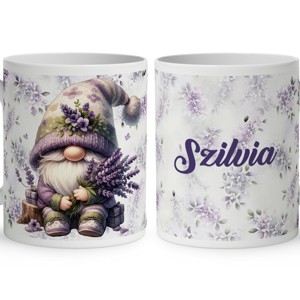 Névvel kérhető - Cuki levendulás manó mintás bögre, Otthon & Életmód, Konyhafelszerelés, tálalás, Tálalás, Bögre & Csésze, , MESKA