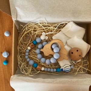 Fa és szilikon r�gcsa és cumilánc szett - játék & sport - baba & babaház - játékbaba, babakellék - Meska.hu