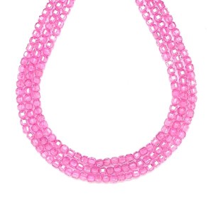 Cirkon fazettált sötét rózsaszín kocka 3x3mm  ékszerkészítő alapanyag (füzér), Kellékek & szerszámok, Ásvány alapanyag, Ásványfüzér, , MESKA