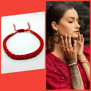 Piros védelmező, szerencsehozó zsinórkarkötő - Meska.hu