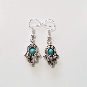 Fatima keze fülbevaló Türkiz ásvánnyal  - ékszer - fülbevaló - lógó fülbevaló - Meska.hu Fatima keze fülbevaló Türkiz ásvánnyal  - ékszer - fülbevaló - lógó fülbevaló - Meska.hu