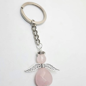 Rózsakvarc ásvány angyal kulcstartó  - Meska.hu