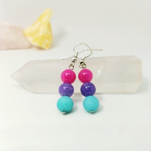 Vidám, színes achát ásvány fülbevaló - Meska.hu