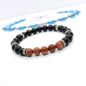 Elegáns, csillogó Goldfluss és Ónix női ásvány karkötő  - Meska.hu