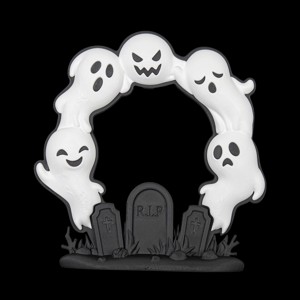 Halloween ajtódísz, szellem koszorú sírkővel � ajtókopogtató és fali dekoráció, 19 x 19 cm - otthon & életmód - dekoráció - halloween - halloweeni ajtódíszek és ablakdíszek - Meska.hu