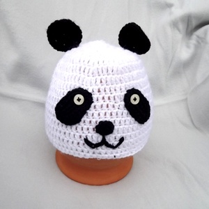 Panda maci horgolt gyerek sapka sállal - Meska.hu