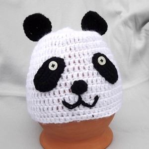 Panda maci horgolt gyerek sapka sállal - ruha & divat - babaruha & gyerekruha - babasapka - Meska.hu