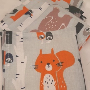 NOWASTE! Textil szalvéta  erdei állatkás 5 db - táska & tok - uzsonna- & ebéd tartó - szendvics csomagoló - Meska.hu