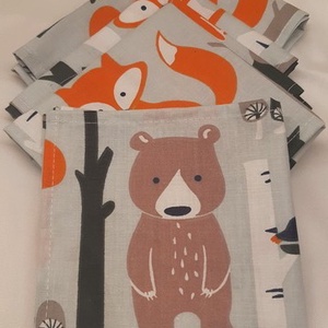 NOWASTE! Textil szalvéta  erdei állatkás 5 db - táska & tok - uzsonna- & ebéd tartó - szendvics csomagoló - Meska.hu