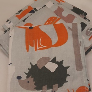 NOWASTE! Textil szalvéta  erdei állatkás 5 db - táska & tok - uzsonna- & ebéd tartó - szendvics csomagoló - Meska.hu