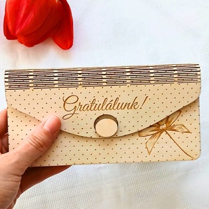 Egyedi gravírozott pénzátadó boríték, masnis pöttyös stílusban - Meska.hu