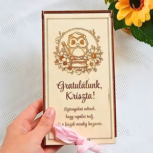 Egyedi neves pénzátadó doboz � Ballagási baglyos díszdoboz - otthon & életmód - papír, írószer - ajándékozás kellékei - pénzátadó doboz - Meska.hu