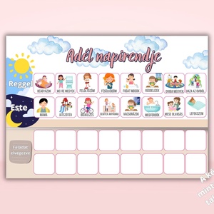 Napirend táblázat gyerekeknek / Mágneses napirend / Egyedi napirend / Névvel ellátott napirend / Rutintábla - művészet - grafika & illusztráció - digitális - Meska.hu