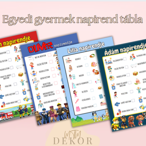 Egyedi pipálható napirend táblázat gyerekeknek / Személyre szabott napirend egyedi dekorral, Művészet, Grafika & Illusztráció, Digitális, Fotó, grafika, rajz, illusztráció, MESKA