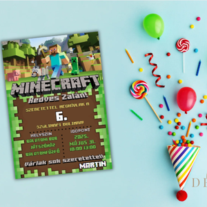 Egyedi szülinapi meghívók - Minecraft - Hot Wheels - Unikornis , Művészet, Grafika & Illusztráció, Digitális, Fotó, grafika, rajz, illusztráció, MESKA
