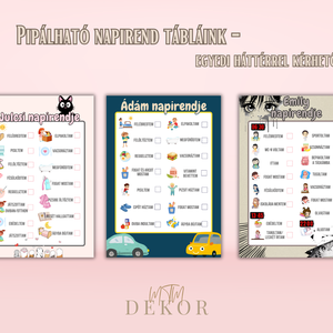 Egyedi pipálható napirend táblázat gyerekeknek / Személyre szabott napirend egyedi dekorral - művészet - grafika & illusztráció - digitális - Meska.hu
