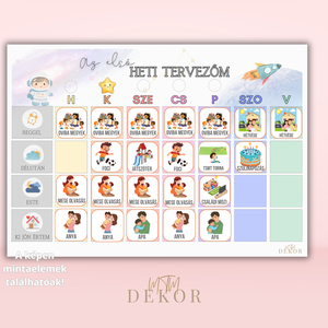 Egyedi ovis heti tervező - Gyermek heti tervező , Művészet, Grafika & Illusztráció, Digitális, Fotó, grafika, rajz, illusztráció, MESKA