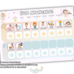 Napirend táblázat gyerekeknek / Mágneses napirend / Egyedi napirend / Névvel ellátott napirend / Rutintábla, Művészet, Grafika & Illusztráció, Digitális, Fotó, grafika, rajz, illusztráció, MESKA