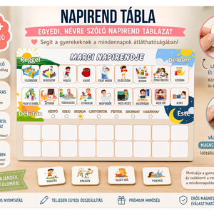 Napirend táblázat / Napirend kártyák / Mágneses napirend / Egyedi névre szóló napirend - művészet - grafika & illusztráció - digitális - Meska.hu