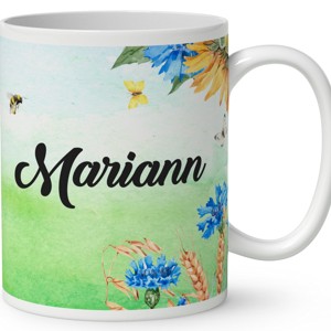 Névvel kérhető - Szívecskés napraforgós manó lány mintás bögre - otthon & életmód - konyhafelszerelés, tálalás - tálalás - bögre & csésze - Meska.hu