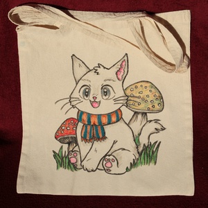 Őszi cicás vászontáska - táska & tok - bevásárlás & shopper táska - shopper, textiltáska, szatyor - Meska.hu