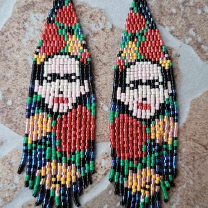 Frida Kahlo fülbevaló - ékszer - fülbevaló - lógó fülbevaló - Meska.hu