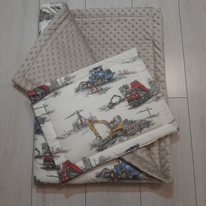 Traktoros-munkagépes ovis takaró és párna - otthon & életmód - babaszoba, gyerekszoba - Meska.hu