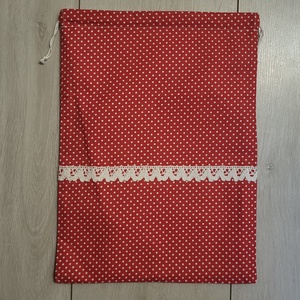 Piros pöttyös, csipkés kenyereszsák  - táska & tok - bevásárlás & shopper táska - kenyeres zsák - Meska.hu